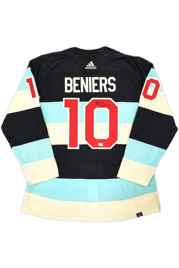 Seattle Kraken Matty Beniers Autographed Blue & Cream Adidas 2024 Winter Classic Jersey Size 54 With Patch Fanatics Holo 223731