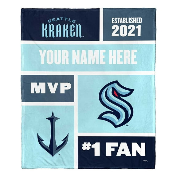 Seattle Kraken NHL Colorblock Personalized Silk Touch Throw Blanket, 50" X 60"