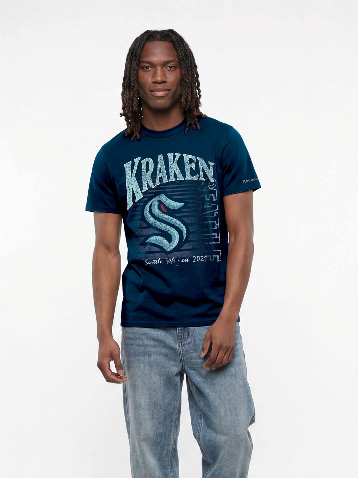 Seattle Kraken Reebok Mens Crew Neck Short Sleeve T-Shirt