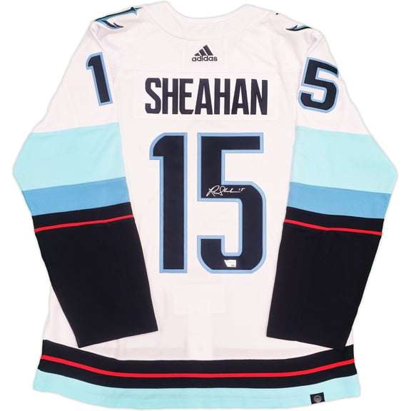 Seattle Kraken Riley Sheahan Autographed White Adidas Authentic Jersey Size 54 With Inaugural Season Patch Fanatics Holo 235591