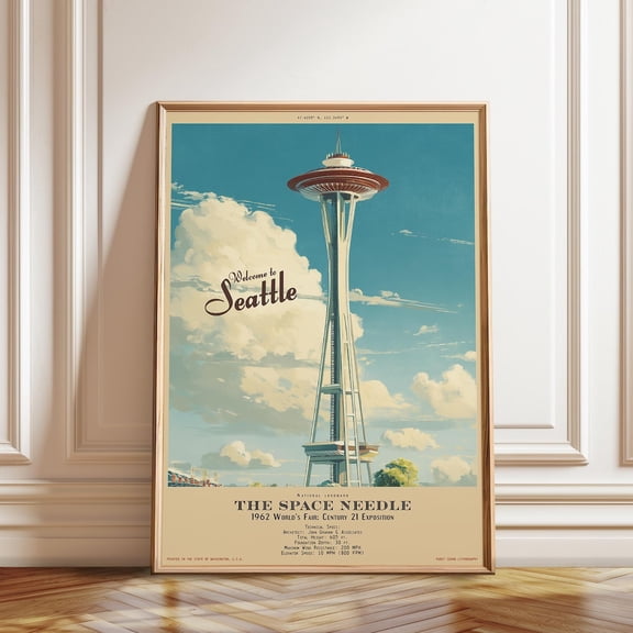 Seattle Landmark Tower Vintage Travel Home Wall Decor