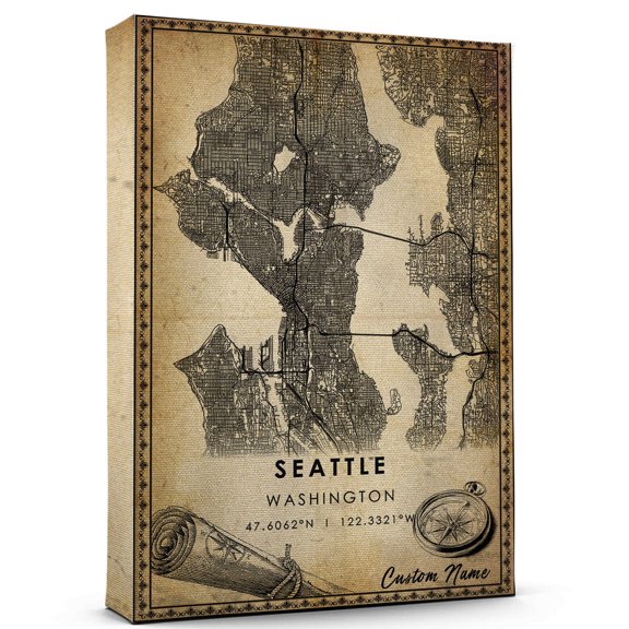 Seattle Map Poster, Washington Map Art Poster, Canvas, Seattle Map City style Watercolor art Poster, Seattle Map Canvas - 89AZ1511