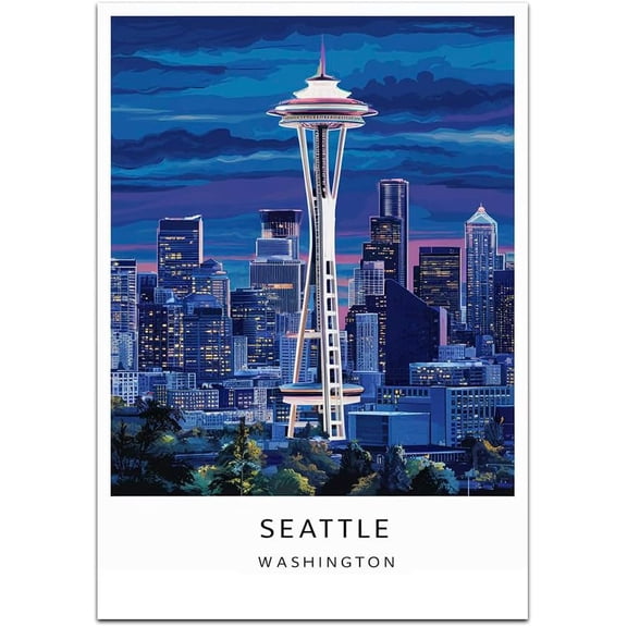 Seattle Map Retro Style Travel Canvas, Seattle Map Vintage Rustic Canvas Print, Home Office Wall Decoration, Seattle Map Country Canvas Canvas xEllcG