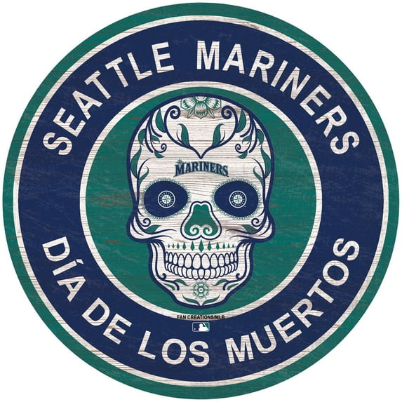 Seattle Mariners 12'' Sugar Skull Circle Sign