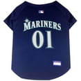 thumbnail image 1 of Pets First MLB Seattle Mariners Mesh Jersey for Dogs and Cats - Licensed Soft Poly-Cotton Sports Jersey - Small, 1 of 3