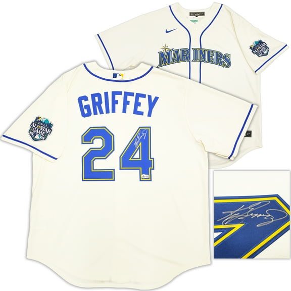 Seattle Mariners Ken Griffey Jr. Autographed Cream Nike 2023 All Star Game Patch Jersey Size XL Beckett BAS Witness 230139