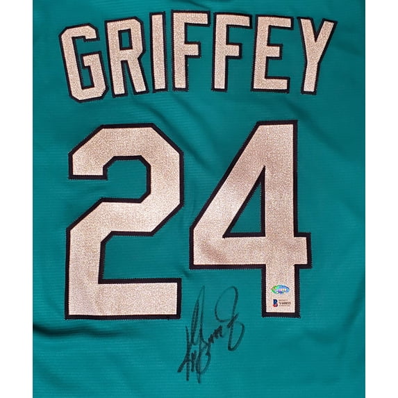 Seattle Mariners Ken Griffey Jr. Autographed Teal Nike Jersey Size L Beckett BAS & MCS Holo 185615