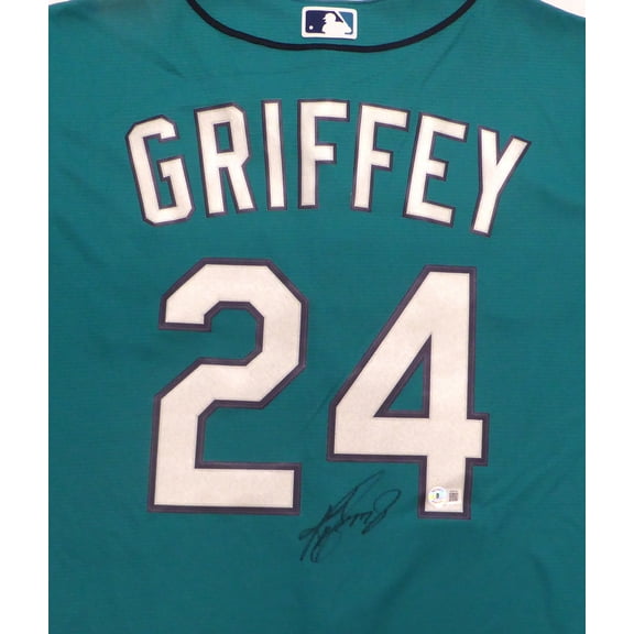 Seattle Mariners Ken Griffey Jr. Autographed Teal Nike Jersey Size L Beckett BAS QR #W242167