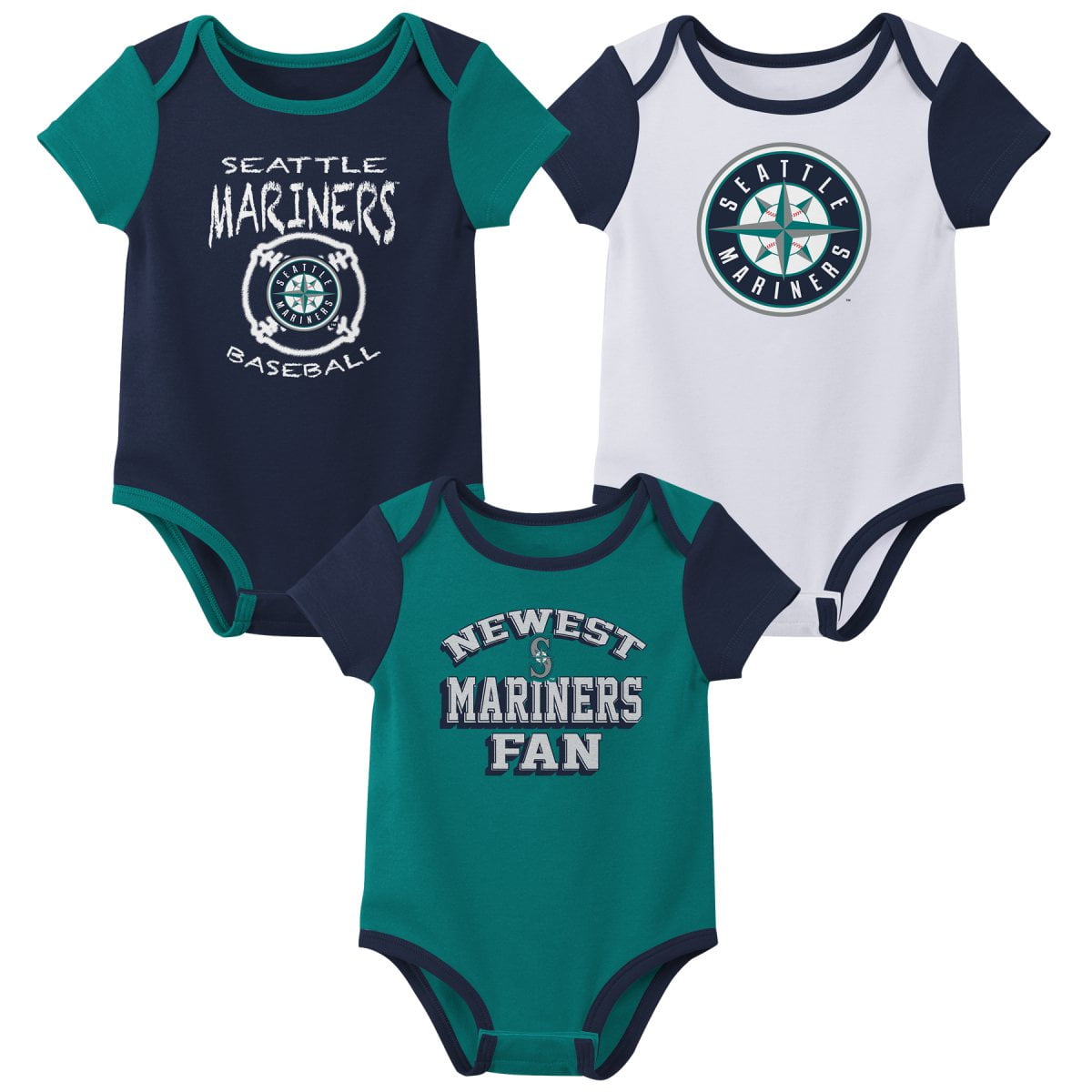 Seattle Mariners MLB Infant 3Pack Onesies
