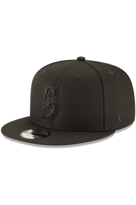 Seattle Mariners New Era Black on Black 9FIFTY Team Snapback Adjustable Hat - Black