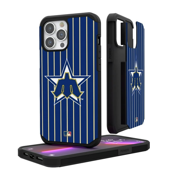 Seattle Mariners Primary Logo iPhone Pinstripe Cooperstown Design Rugged Case