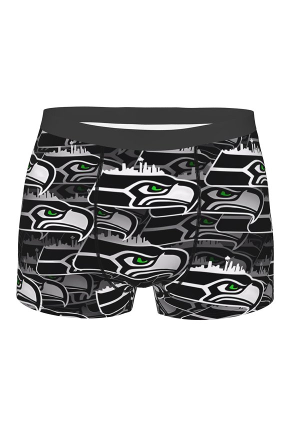 Seattle Men's Boxer Briefs American Football Customized Briefs Adult Boxer Briefs Stretch Fabric and Elastic Waistband Fan Gifts