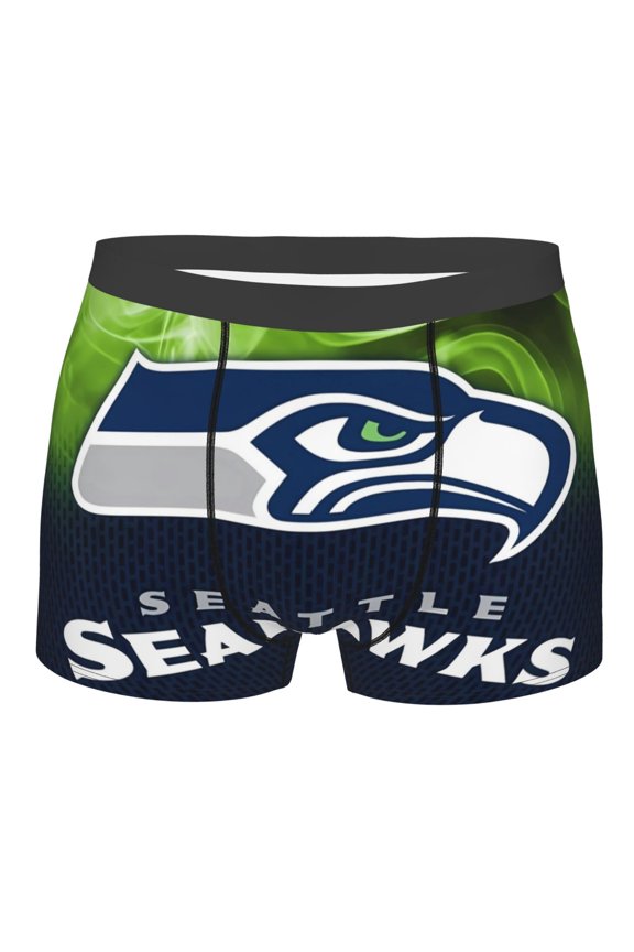 Seattle Men's Boxer Briefs American Football Customized Briefs Adult Boxer Briefs Stretch Fabric and Elastic Waistband Fan Gifts
