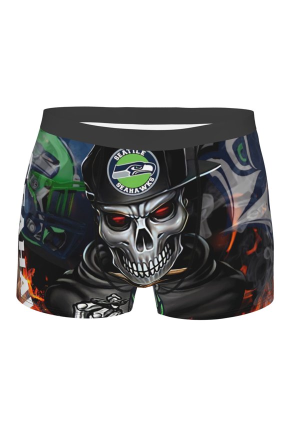 Seattle Men's Boxer Briefs American Football Customized Briefs Adult Boxer Briefs Stretch Fabric and Elastic Waistband Fan Gifts