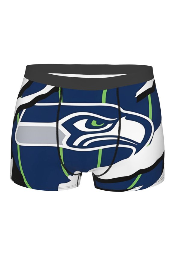 Seattle Men's Boxer Briefs American Football Customized Briefs Adult Boxer Briefs Stretch Fabric and Elastic Waistband Fan Gifts