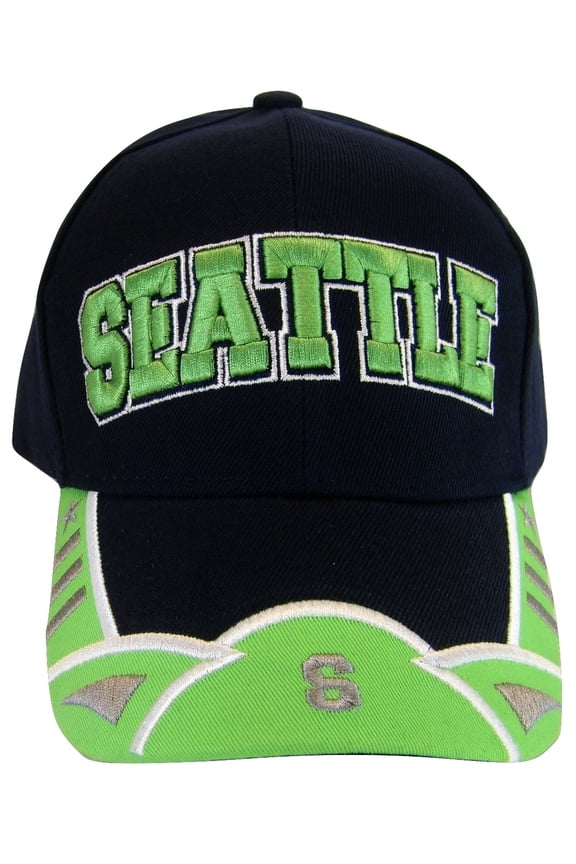 Seattle Men's Small Stars 2-Tone Adjustable Baseball Cap (Navy/Green)