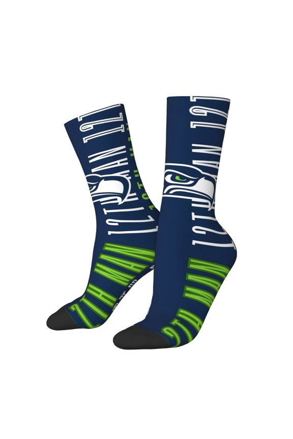 Seattle Mid-Calf Socks, Non-Slip Sports Socks With Football Patterns, Moisture-Wicking And Breathable Football Fan Socks, Fashionable Socks For Men And Women, And Gift Ideas