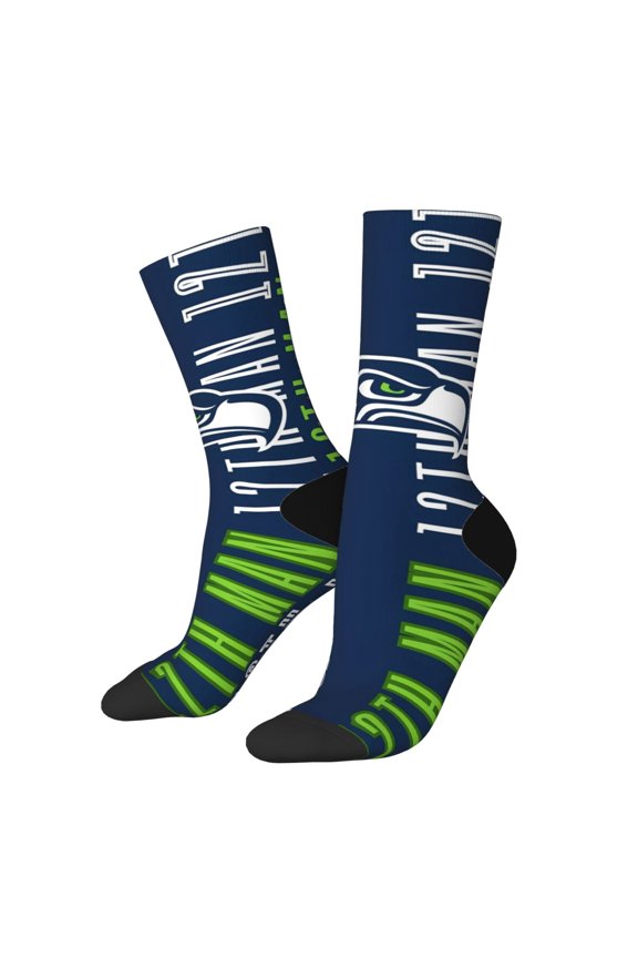 Seattle Mid-Calf Socks, Non-Slip Sports Socks With Football Patterns, Moisture-Wicking And Breathable Football Fan Socks, Fashionable Socks For Men And Women, And Gift Ideas