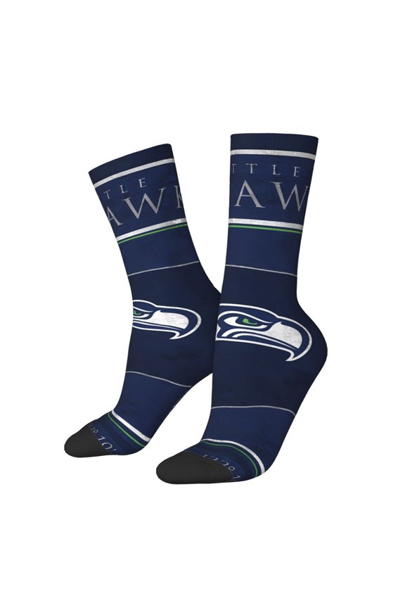 Seattle Mid-Calf Socks, Non-Slip Sports Socks With Football Patterns, Moisture-Wicking And Breathable Football Fan Socks, Fashionable Socks For Men And Women, And Gift Ideas