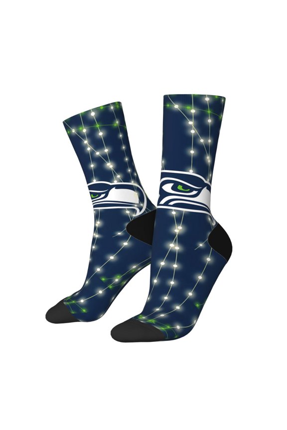 Seattle Mid-Calf Socks, Non-Slip Sports Socks With Football Patterns, Moisture-Wicking And Breathable Football Fan Socks, Fashionable Socks For Men And Women, And Gift Ideas