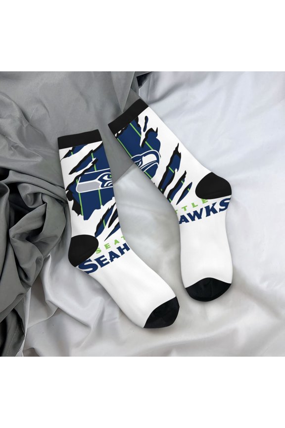Seattle Mid-Tube Socks Various Styles Of Moisture-Wicking And Breathable American Football Print Adult Socks