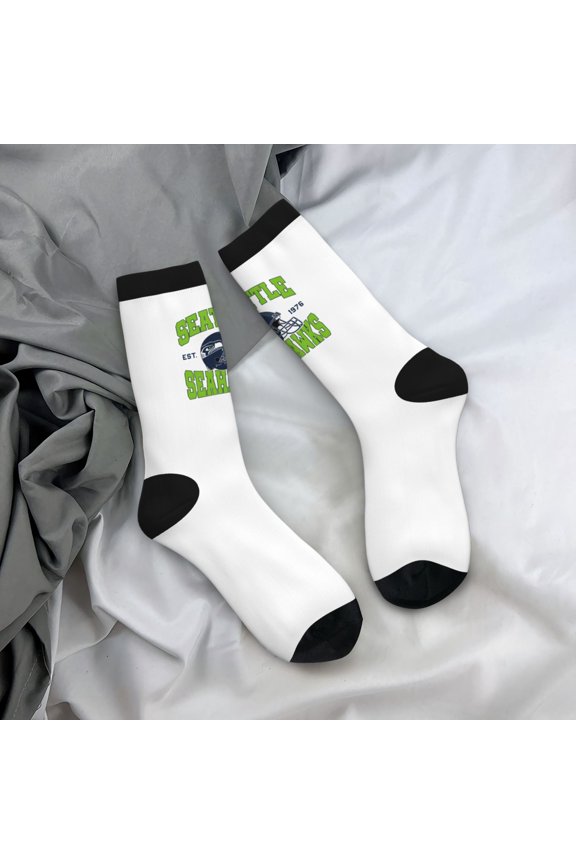 Seattle Mid-Tube Socks Various Styles Of Moisture-Wicking And Breathable American Football Print Adult Socks