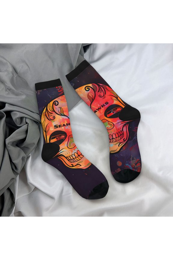 Seattle Mid-Tube Socks Various Styles Of Moisture-Wicking And Breathable American Football Print Adult Socks