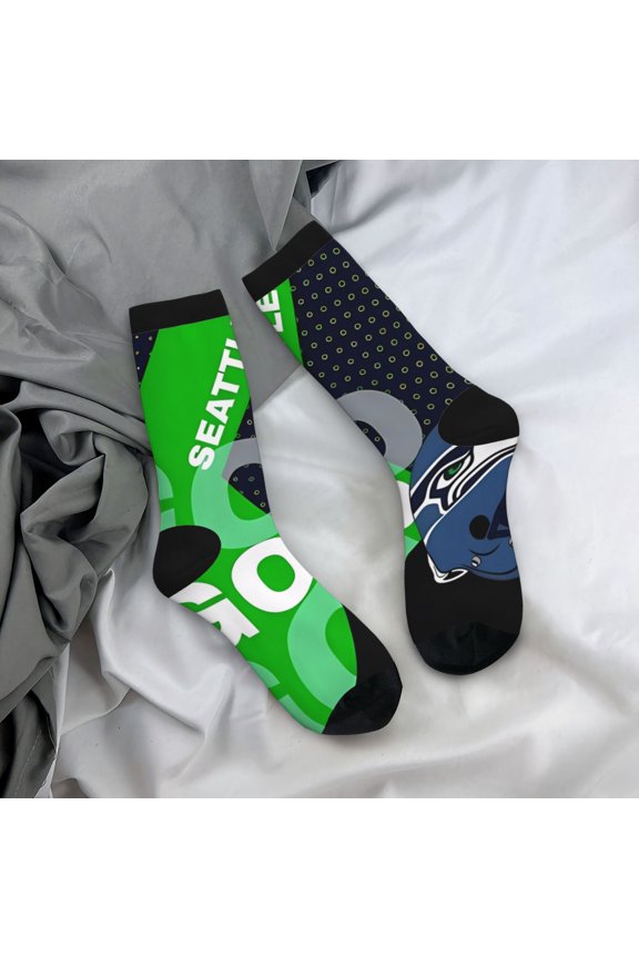 Seattle Mid-Tube Socks Various Styles Of Moisture-Wicking And Breathable American Football Print Adult Socks