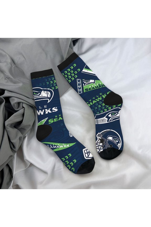 Seattle Mid-Tube Socks Various Styles Of Moisture-Wicking And Breathable American Football Print Adult Socks
