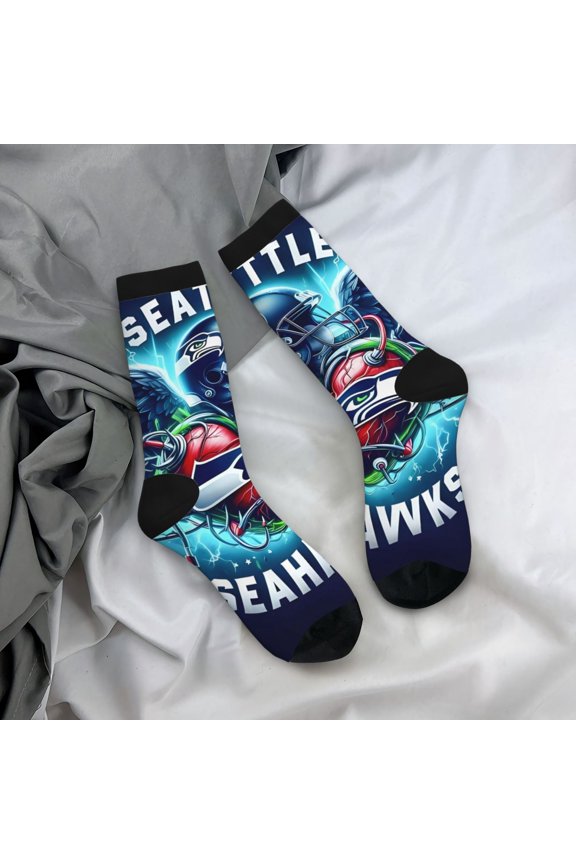 Seattle Mid-Tube Socks Various Styles Of Moisture-Wicking And Breathable American Football Print Adult Socks