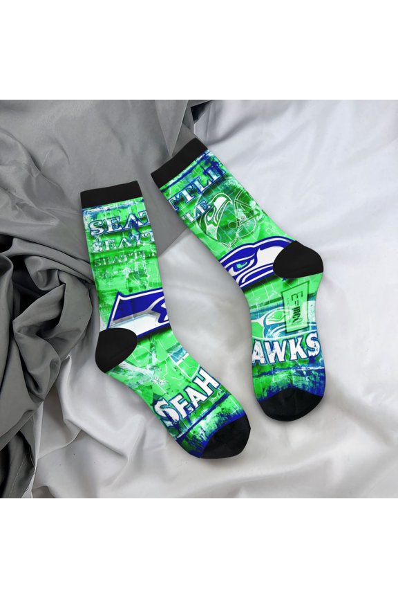 Seattle Mid-Tube Socks Various Styles Of Moisture-Wicking And Breathable American Football Print Adult Socks