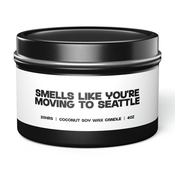 Seattle Moving Away Friend Family Tin Candle Gift Decor Vanilla Coffee