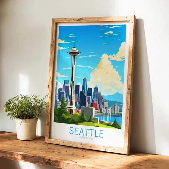 Seattle Poster Usa Poster Seattle Vintage Poster Travel Poster Seattle Retro Poster Seattle Travel Gift Usa Space Needle Poster