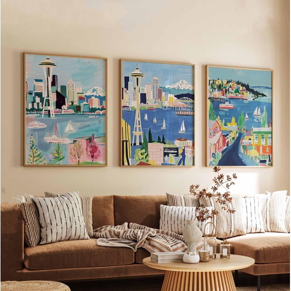 Seattle Posters Seattle Washington Prints Seattle Travel Poster Set Seattle Wall Art Decor Washington State Poster Set Set 3