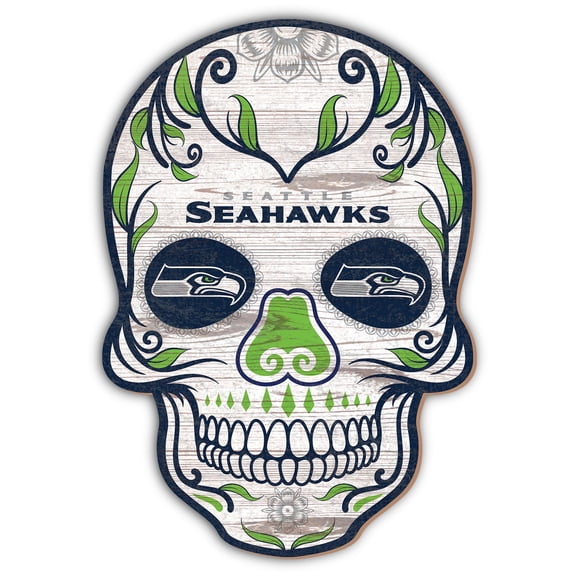Seattle Seahawks 12'' Sugar Skull Sign