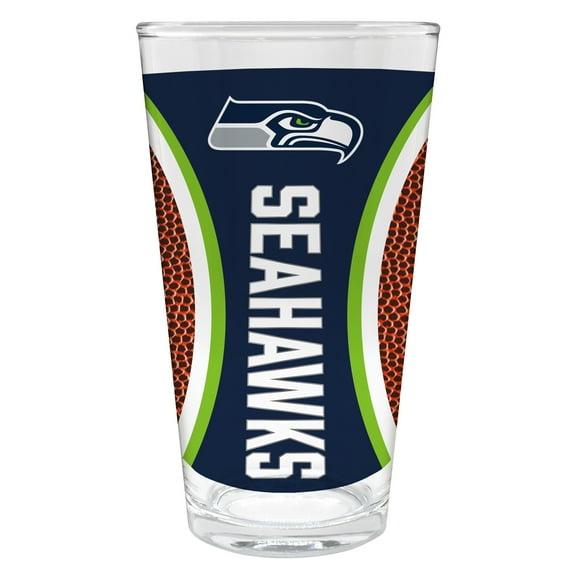 Seattle Seahawks 16 ounce team pint glass with Gameball graphic