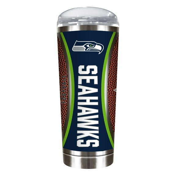 Seattle Seahawks 18 ounce vacuum insulated stainless steel team tumbler with Gameball graphic wrap