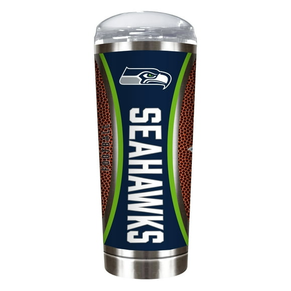 Seattle Seahawks 18 ounce vacuum insulated stainless steel team tumbler with Gameball graphic wrap