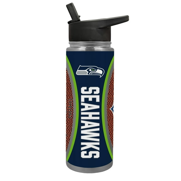 Seattle Seahawks 24 ounce vacuum insulated stainless steel waterbottle with Gameball graphic