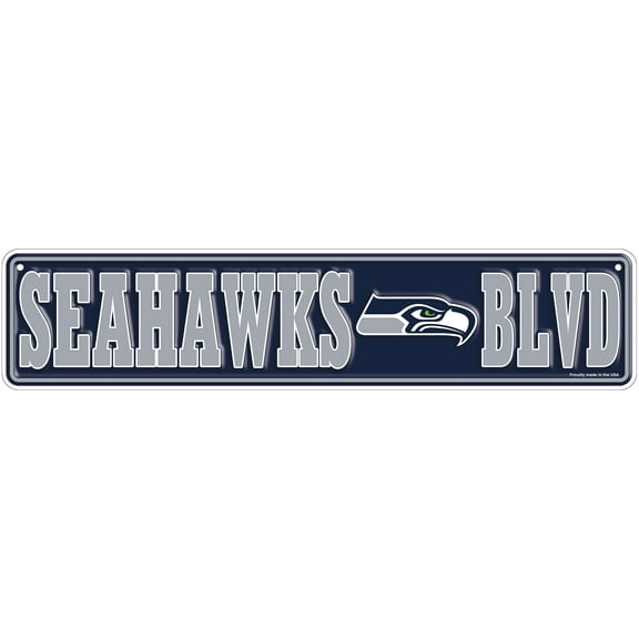 Seattle Seahawks 4" x 18" Team Boulevard Metal Sign