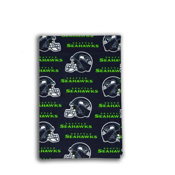 Seattle Seahawks 58" x 2 yd 100% Cotton Logo Baseball Sports Precut Sewing & Craft Fabric, Green and Blue