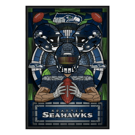 Seattle Seahawks Framed Stained Glass Art Print