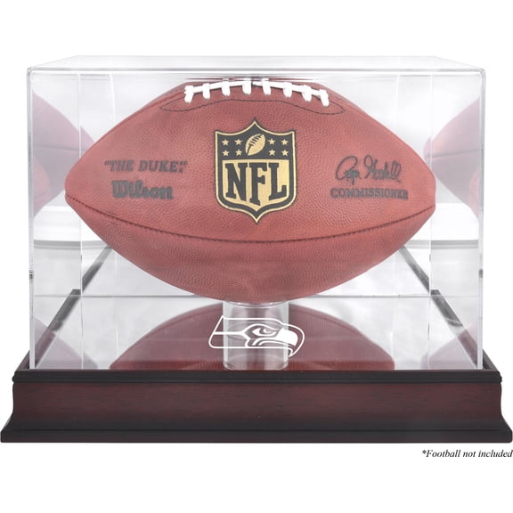 Seattle Seahawks Mahogany Football Logo Display Case with Mirror Back
