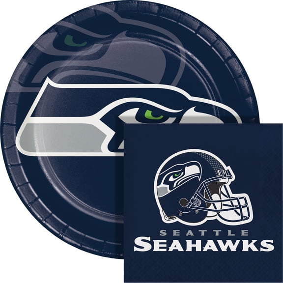 Seattle Seahawks Paper Plate and Napkin Party Kit, 64 ct