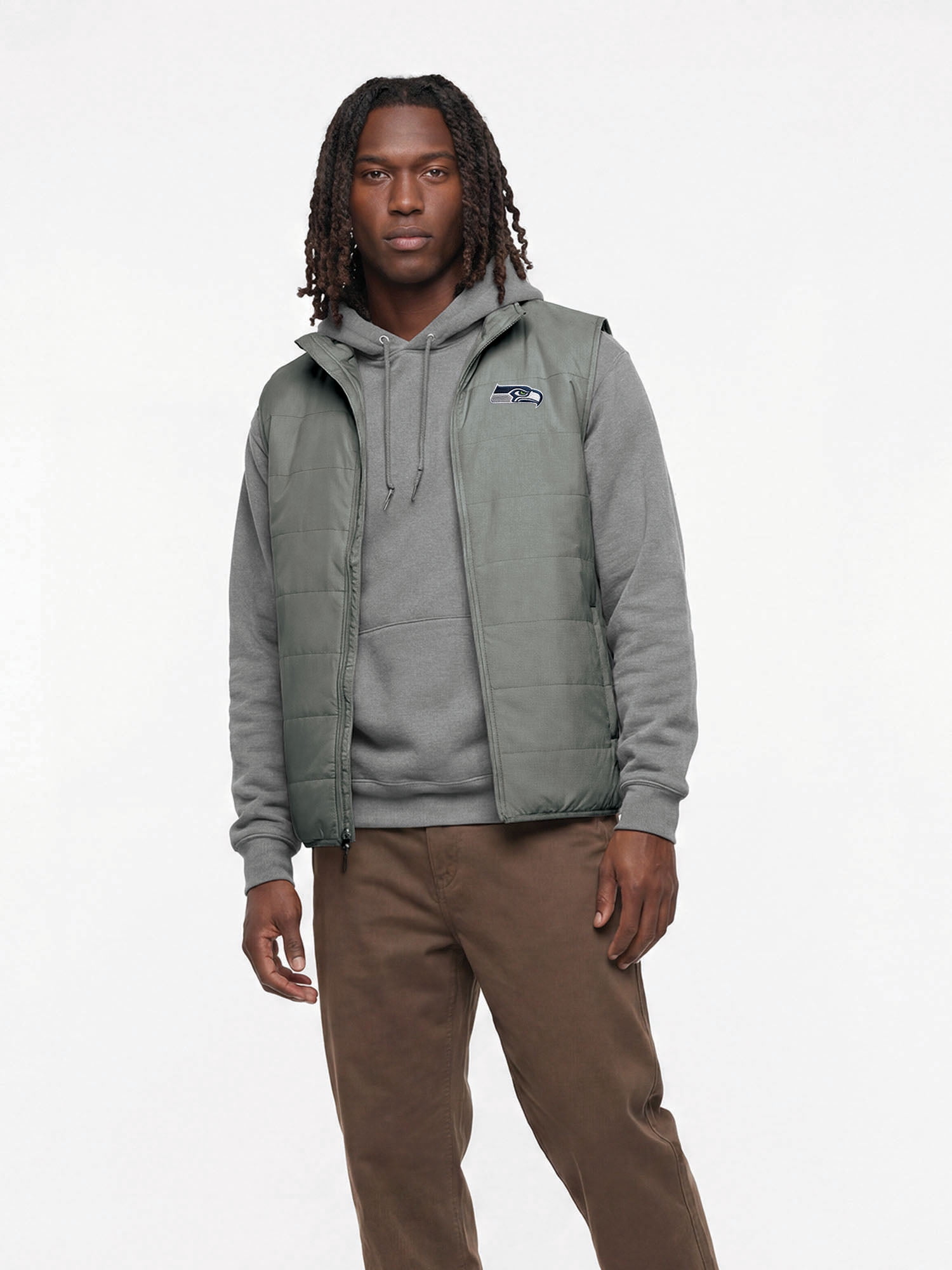 All Grey Reebok Seattle Seahawks Reebok Mens Gray Full Zip Vest - Walmart.com