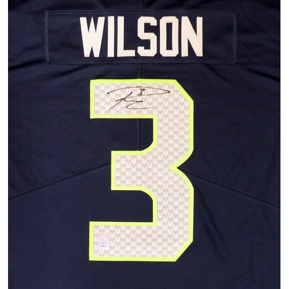 Seattle Seahawks Russell Wilson Autographed Blue Nike Twill Jersey Size XXL RW Holo 159117