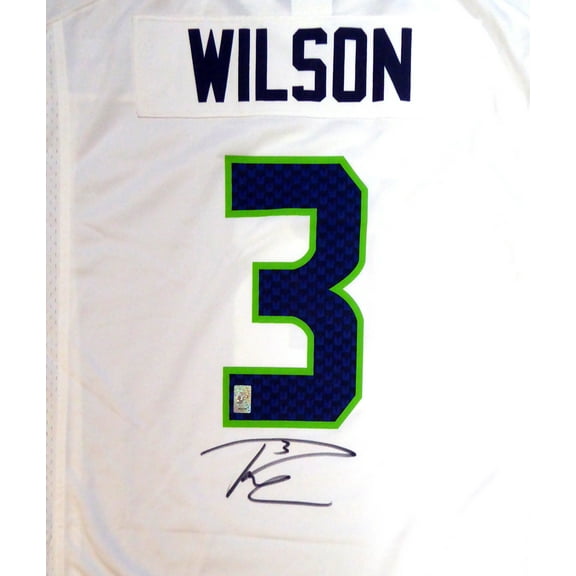 Seattle Seahawks Russell Wilson Autographed White Nike Jersey Size XL RW Holo 105023