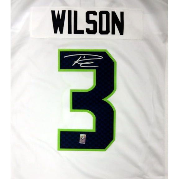 Seattle Seahawks Russell Wilson Autographed White Nike Twill Jersey Size XXL RW Holo 71435