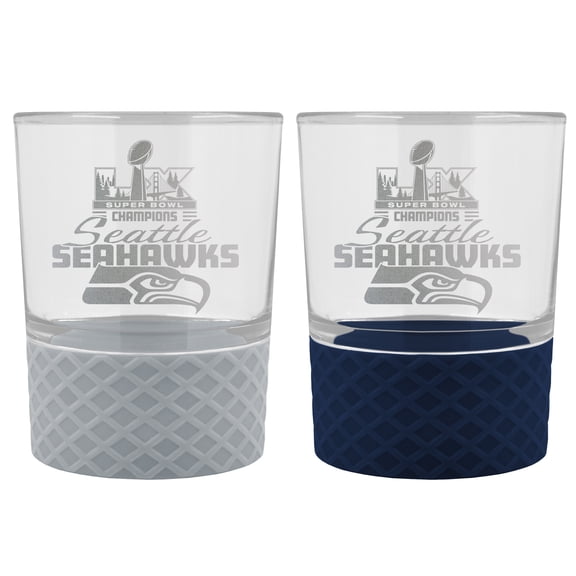 Seattle Seahawks Super Bowl LX Champions 2-Piece Commissioner Rocks Glass Set