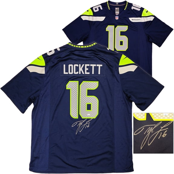 Seattle Seahawks Tyler Lockett Autographed Blue Nike On Field Jersey Size XXL MCS Holo 222047
